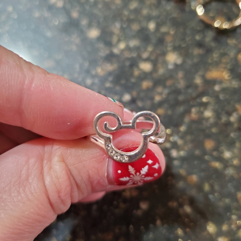 Disney jewelry rose gold ring and necklace, silver ring and gold ring